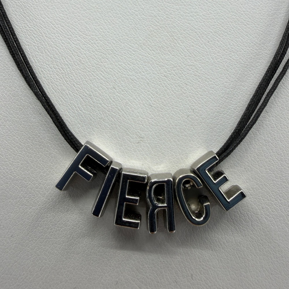 Fierce Letter Pendant Necklace Silver Tone Cord Chain Statement Jewelry Gift 90s